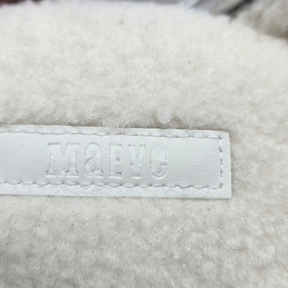 Maeve Women Puffer Platform Slippers Sz 7-8 M Silver Nylon Upper Cream Faux Fur - Picture 9 of 13